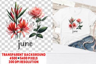 Birth Month Flower Clipart 12 PNG Bundle Grafica Design di T-shirt Di shipna2005 7