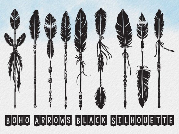 Boho Arrows Silhouette, Arrow Feather Illustration Illustrations Imprimables Par Art Merch X