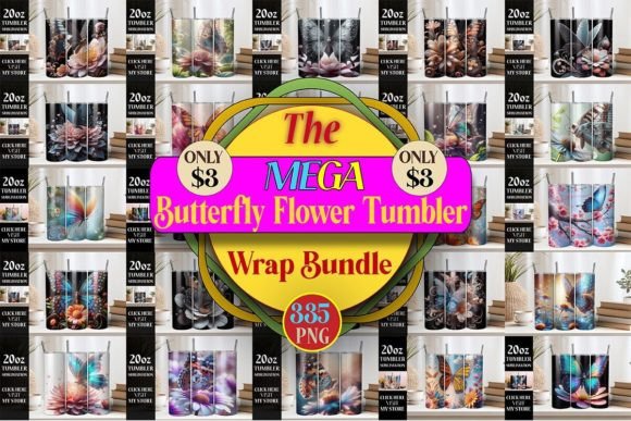 Butterfly Floral Tumbler Wrap Bundle Bundle By LibbyWishes