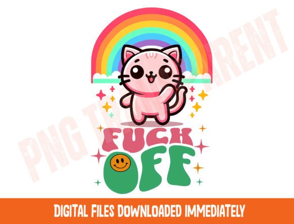 Cute Cat PNG, Adorable Kitten Digital Graphic T-shirt Designs By DeeNaenon