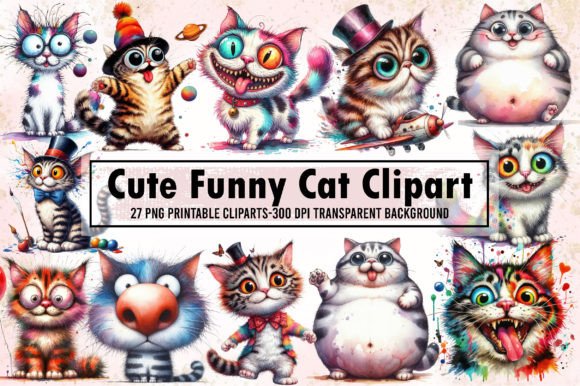 Cute Funny Cat Clipart - Cute Cat Png Afbeelding Afdrukbare Illustraties Door Sublimation Artist