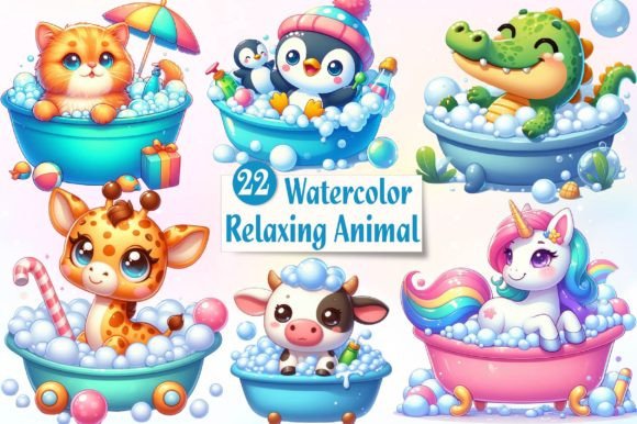 Cute Relaxing Animal Sublimation Clipart Graphic Illustrations By Dreamshop