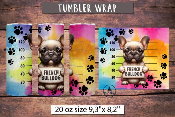 French Bulldog Tumbler | Funny Dog Graphic Illustrations By Olga Boat Design