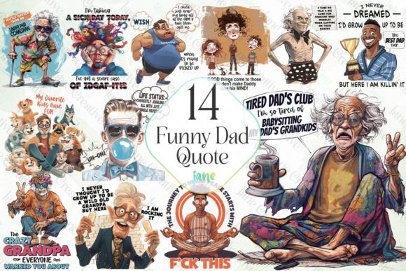 Funny Dad Quote Sublimation Bundle Illustration Illustrations Imprimables Par JaneCreative