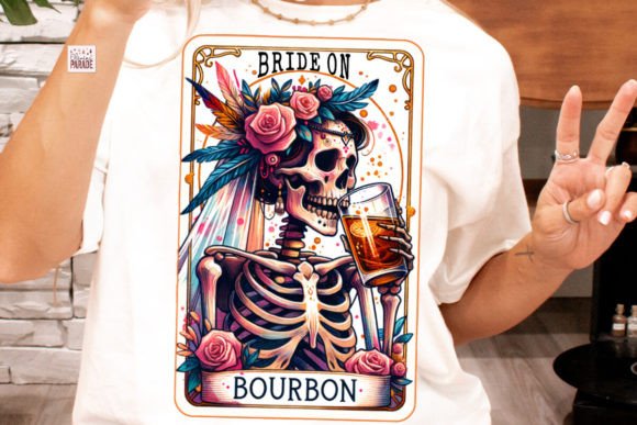 Funny Tarot Card PNG Bride on Bourbon Grafica Modelli di Stampa Di Pixel Paige Studio
