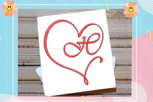 H Beautiful Heart Monogram Letter Monogramma Matrimonio Ricami Di Sewing Embroidery