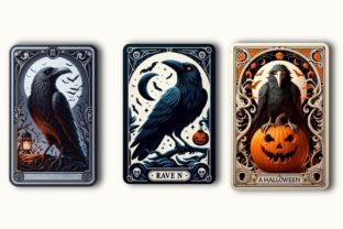 Halloween Raven Bird Tarot Card Grafik Druckbare Illustrationen Von RevolutionCraft 4