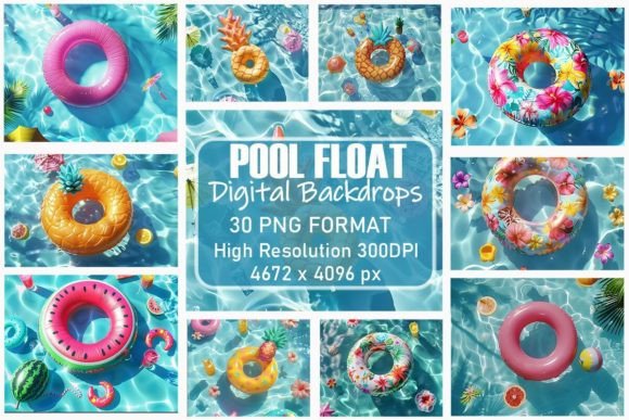 Inflatable Pool Float Digital Backdrops Bundle Bundle By Lazy Sun