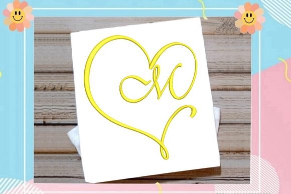 M Beautiful Heart Monogram Letter Hochzeitsmonogramm Stickereidesign Von Sewing Embroidery