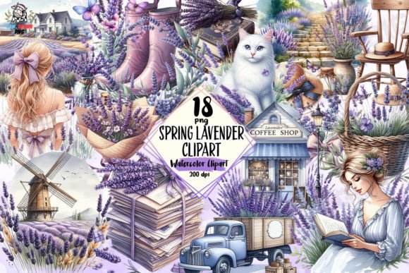Spring Lavender Clipart PNG Graphic Illustrations By COW.design