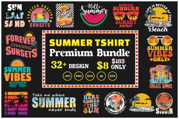 Summer T-Shirt Design Bundle Bundle By Vectography