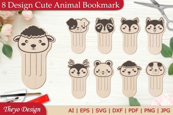 8 Design Cute Animal Bookmark Laser Cut Gráfico Manualidades Por Theyo Design
