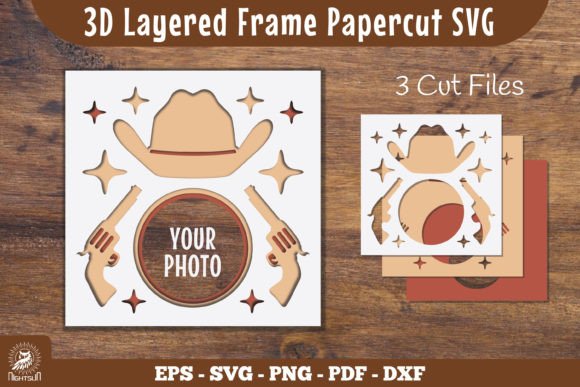 Cowboy 3D Layered Frame Papercut SVG Graphic 3D Shadow Box By NightSun