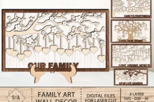 Family Tree Art Wall Decor, Family Gift Gráfico Modelos de Impressão Por SwallowbirdArt 1