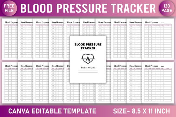 Free Blood Pressure Tracker Canva Graphic KDP Interiors By KDP GALLERY