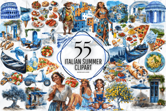 Italian Summer Clipart Graphic Illustrations By Markicha Art