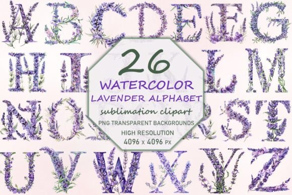 Lavender Alphabet Sublimation Bundle Bündel Von Mulew