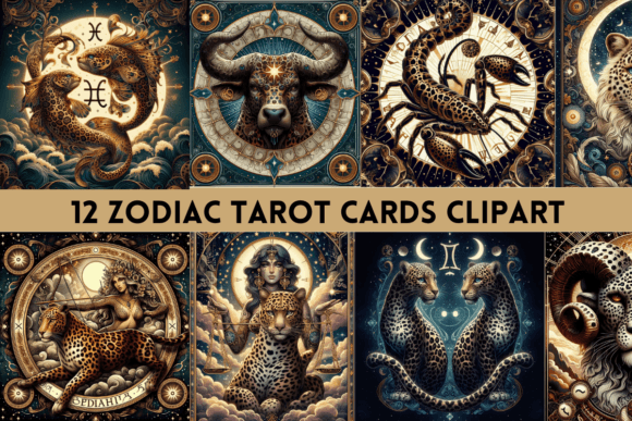 Leopard Zodiac Signs Clipart Horoscope Afbeelding AI Illustraties Door Rewardy Game