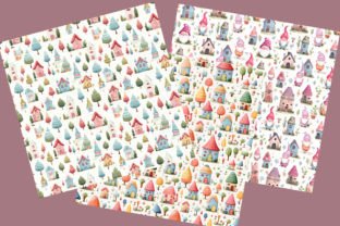 Little Gnome Village Digital Paper Grafik Papier-Muster Von Mehtap 2