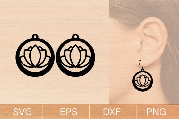 Lotus Flower Earrings Laser Cut SVG Afbeelding Afbeeldingen Sjablonen Door digitalbrightcreations
