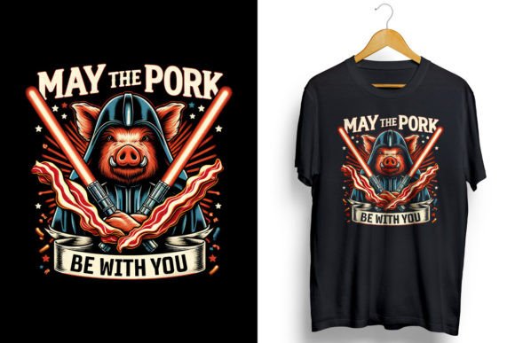 May the Pork Be with You PNG Sublimation Graphic T-shirt Designs By ORMCreative