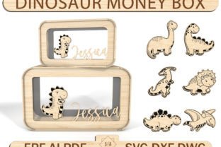 Personalised Dinoaur Kids Piggy Bank Svg Graphic Print Templates By SwallowbirdArt 1