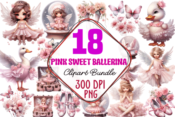 Pink Ballerina Sublimation Clipart Graphic Illustrations By CraftArt