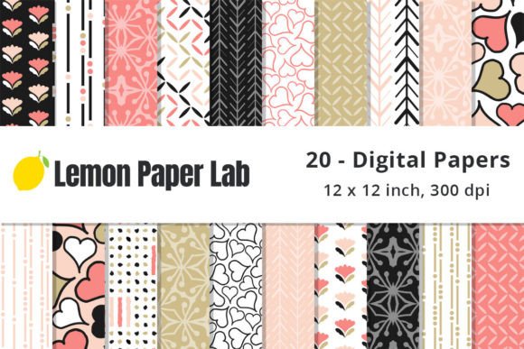 Pink, Black and Tan Geometric Background Gráfico Padrões de Papel Por Lemon Paper Lab