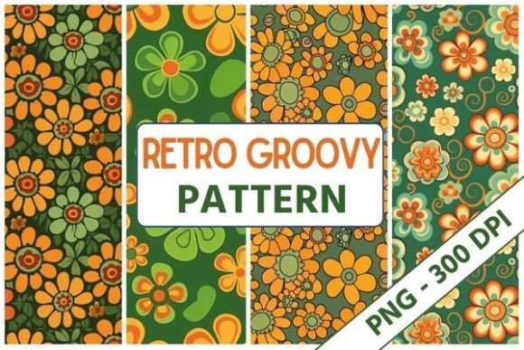 Retro Groovy Flowers Pattern 1 Graphic Patterns By Mystic Oasis
