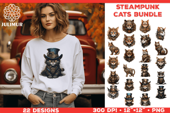 Steampunk Cat Sublimation Design Bundle Bundle By julimur2020
