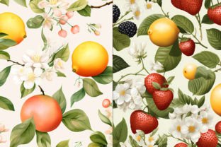 Vintage Fruits Watercolor Pattern Graphic Patterns By Summer Digital Design 4