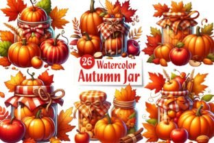 Watercolor Autumn Jar Sublimation Gráfico Ilustraciones Imprimibles Por Dreamshop 1
