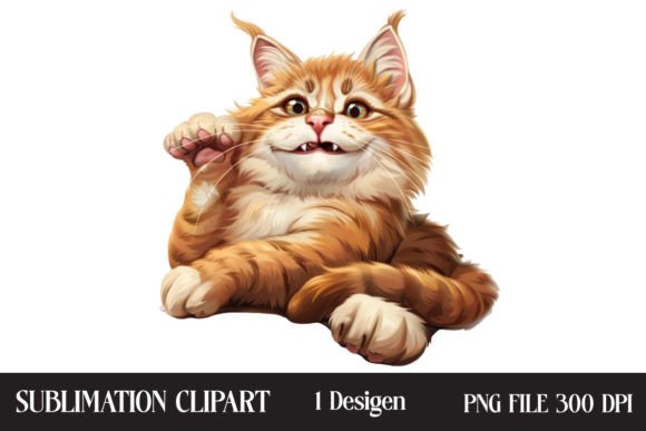 Watercolor Funny Cat Clipart Graphic Illustrations By Creative Design House
