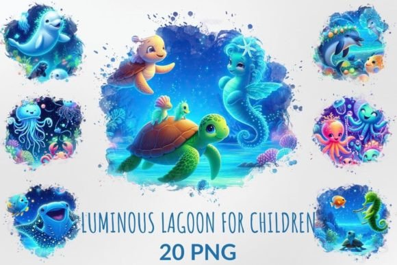 Watercolor Luminous Lagoon for Children Graphic Illustrations By DigitalCreativeDen