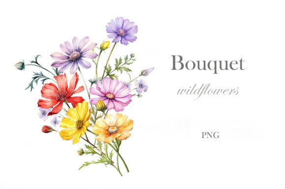 Watercolor Wildflowers Bouquet Illustration Illustrations Imprimables Par lesyaskripak.art