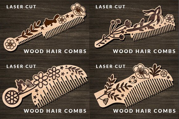Wood Hair Combs Laser Cut Svg Bundle Afbeelding 3D-SVG Door Art Hub