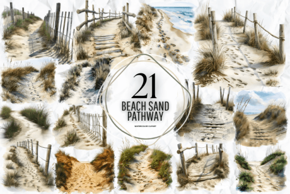 Beach Sand Pathway Clipart Afbeelding Afdrukbare Illustraties Door Markicha Art