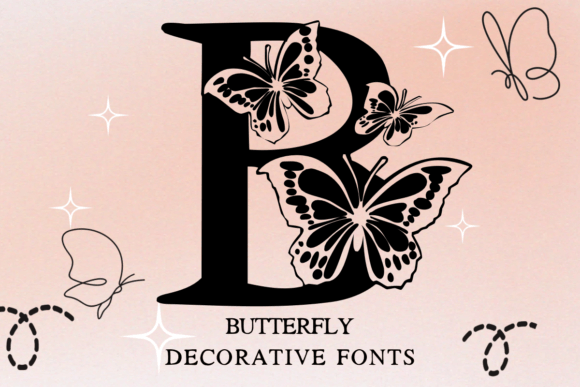 Butterfly Decoratieve Fonts Font Door Nongyao