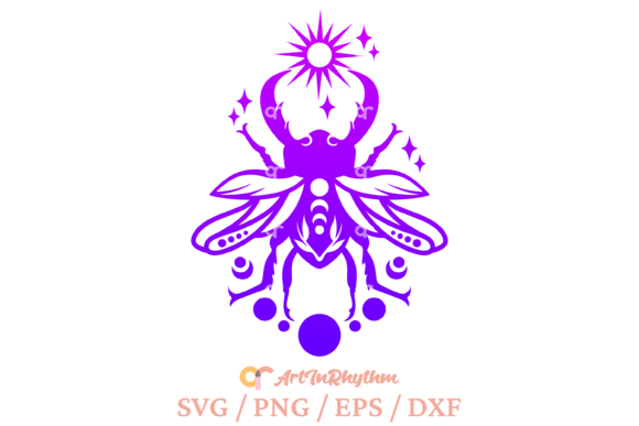Celestial Stag Beetle, Mystical Beetle Illustration Designs de T-shirts Par artinrhythm