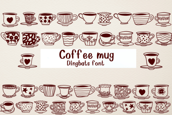 Coffee Mug Dingbats-Schriftarten Schriftart Von Nongyao