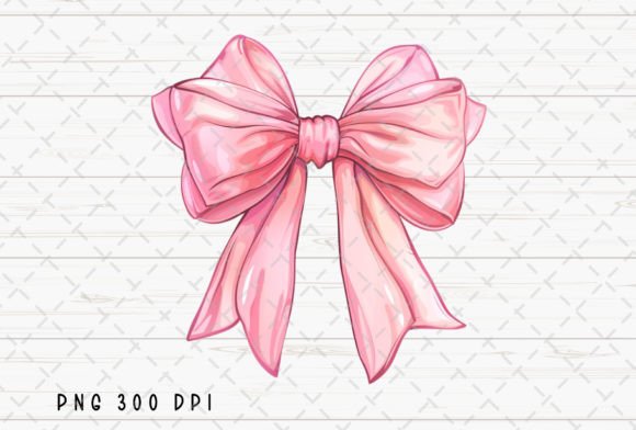 Coquette Pink Bow Watercolor Girl PNG Gráfico Ilustrações para Impressão Por Flora Co Studio