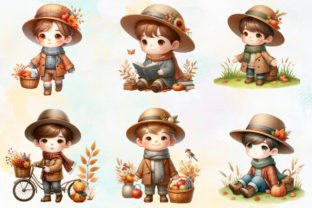 Cute Autumn Boy Sublimation Clipart PNG Graphic Illustrations By RobertsArt 3
