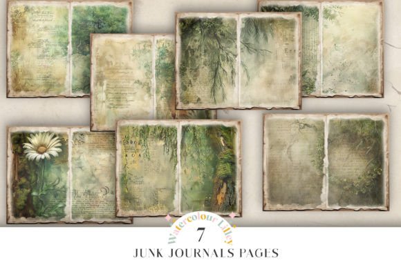 Forest Junk Journal Pages Gráfico Planos de Fundo Por Watercolour Lilley