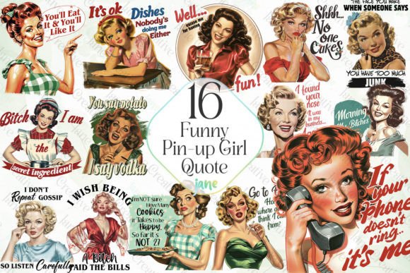 Funny Pin-up Girl Quote Sublimation Graphic Illustrations By JaneCreative