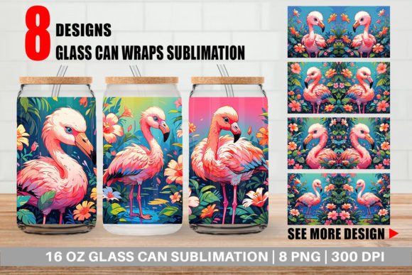 Glass Can Cute Flamingo Graphic Illustrations By Artnoy