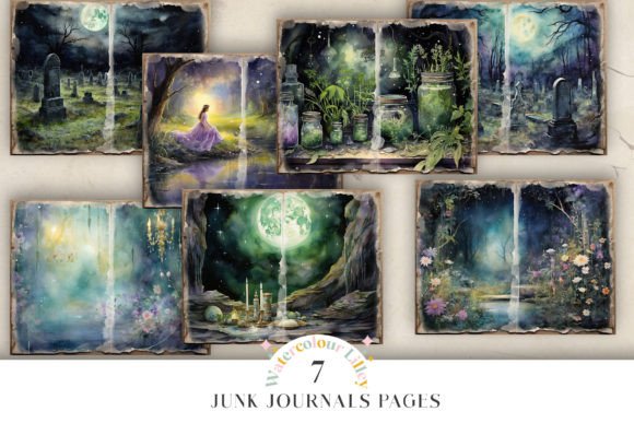 Magical Enchanted Forest Junk Journal Gráfico Fondos Por Watercolour Lilley
