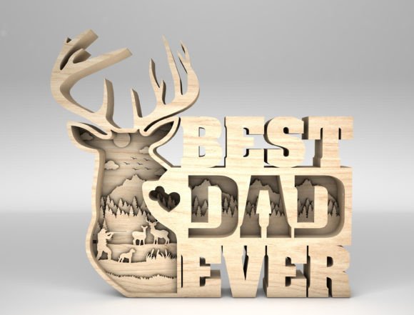Multilayer Best Dad Ever Scene Art SVG Graphic Print Templates By SwallowbirdArt