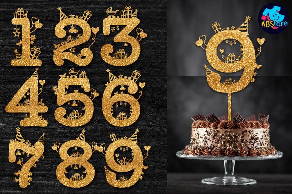 Number Cake Topper Laser Cut Graphic 3D SVG By ABStore