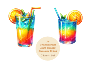 Summer Drinks Clipart Bundle, Cocktail Gráfico Ilustraciones Imprimibles Por stefdesigns 3