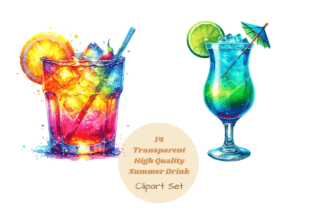 Summer Drinks Clipart Bundle, Cocktail Gráfico Ilustraciones Imprimibles Por stefdesigns 6
